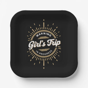 Achtung Mädchenreise im Gange Sommerurlaub Pappteller
