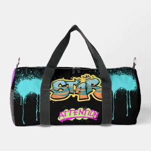 Achtung Modernes Graffiti-Spray-Bild schwarz Duffle Bag