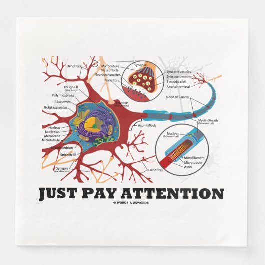 Achtung Neuron Synapse Neurotransmitter Serviette (Vorderseite)