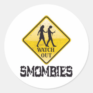 Achtung Smombies Runder Aufkleber