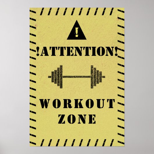 Achtung, Trainingszone im Stil eines Fitnessstudio Poster (Vorne)