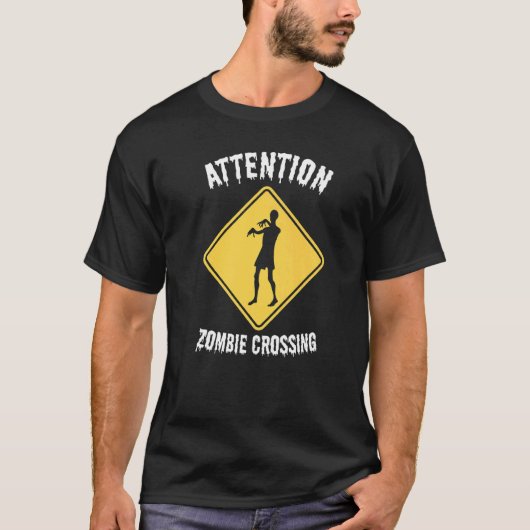 Achtung Zombie Crossing Halloween-Party Trick oder T-Shirt (Vorderseite)