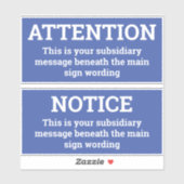 Achtung: Zwei Blue & White Notice-Zeichen-Aufklebe Aufkleber (Blatt)