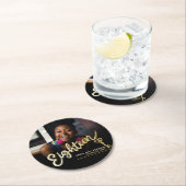 Achtzehn 18. Geburtstag benutzerdefiniertes Foto-S Runder Pappuntersetzer (Vor Ort)