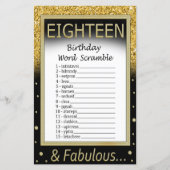 Achtzehn Geburtstag Word Scramble Game (Vorderseite)