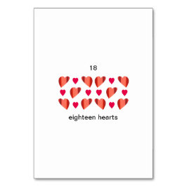 Achtzehn Herzen, Taschenkarten mit benutzerdefinie Tischnummer