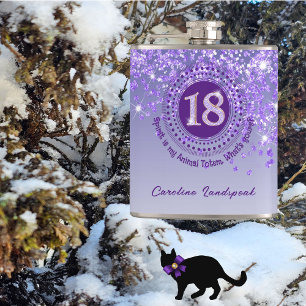 Achtzehn & Lila Glitzer- und Getränkekosen Flachmann