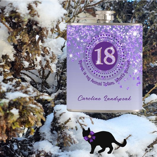 Achtzehn & Lila Glitzer- und Getränkekosen Flachmann