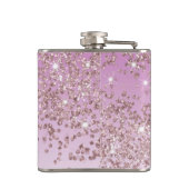 Achtzehn & Rose Gold Glitzer & Drink Zitat Flachmann (Rückseite)