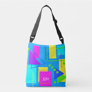 ACHTZEHN SCHLACHTPATTER 80er NEON MONOGRAM INITIAL Tragetaschen Mit Langen Trägern