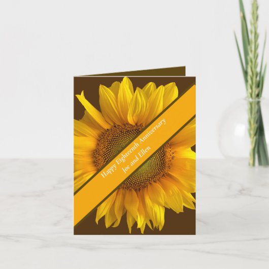 Achtzehnte Hochzeitstag Sonnenblume Karte (Vorderseite)
