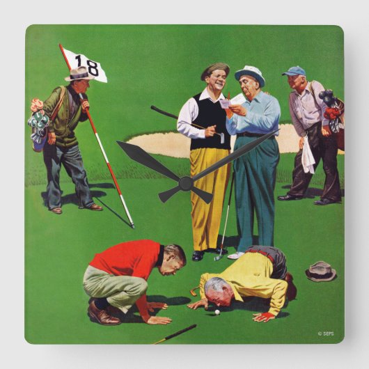 Achtzehnte Hole Quadratische Wanduhr (Vorderseite)