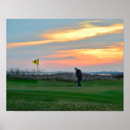 Achtzehnte Loch bei Sunset auf der Insel Kiawah Poster