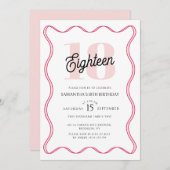 Achtzehnte Retro Wavy Minimalistisch 18. Geburtsta Einladung (Vorne/Hinten)