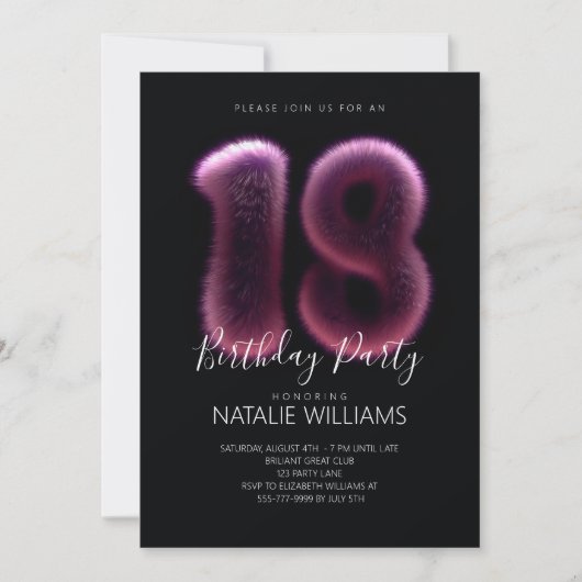 Achtzehnter Geburtstag Einladung (Vorderseite)