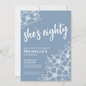 Achtzig Blue 80. Geburtstagsparty Einladung (Vorderseite)