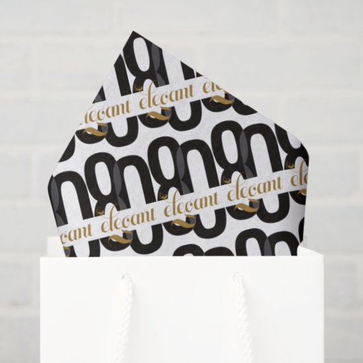 Achtzig & elegant 80. Geburtstag Black Gold Seidenpapier (Geschenktüte)