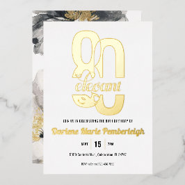 Achtzig & elegant floral 80. Geburtstag Gold Folieneinladung
