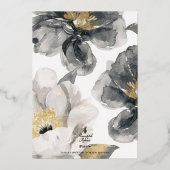 Achtzig & elegant Floral 80. Geburtstag Schwarzes Folieneinladung (Rückseite)