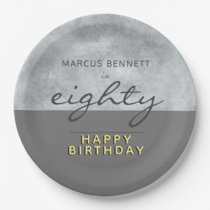 Achtzig Elegant Klassik Gray Script 80. Geburtstag Pappteller