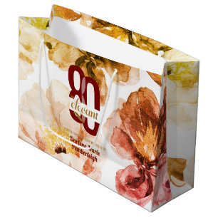 Achtzig & Elegant Rubinrot Gold Glam 80. Geburtsta Große Geschenktüte