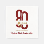 Achtzig & elegant Ruby Red Gold 80. Geburtstag Serviette (Vorderseite)