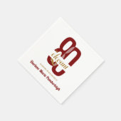 Achtzig & elegant Ruby Red Gold 80. Geburtstag Serviette (Ecke)