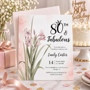 Achtzig & Fabelhaft Aquarell-Blumen 80. Geburtstag Einladung