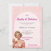 Achtzig & fabelhafte Retro-Rosa Geburtstagseinladu Einladung (Vorderseite)