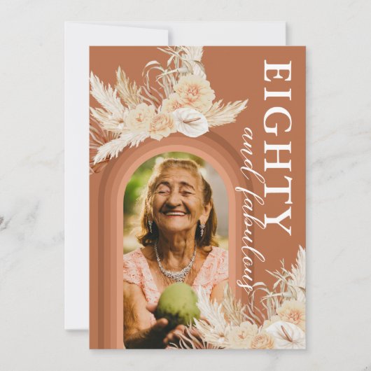 Achtzig & Fabulous Burnt Orange Boho Birthday Einladung (Vorderseite)