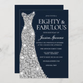 Achtzig & Fabulous!!! Silver Gown 80. Geburtstag Einladung (Vorne/Hinten)