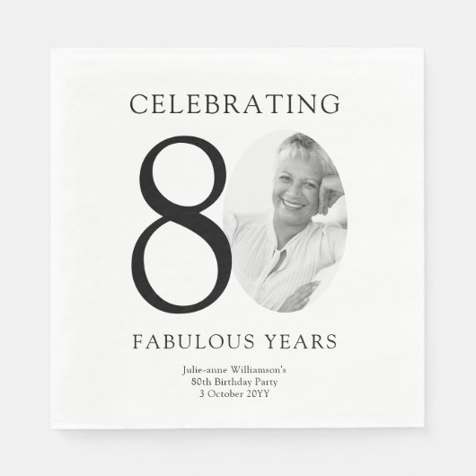 Achtzig Fabulous Years 80. Geburtstag Serviette (Vorderseite)