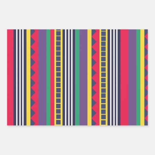 Achtzig farbenfrohe Streifen Muster Achtzig Geschenkpapier Set (Vorderseite)