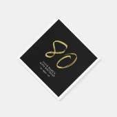 achtzig | Gold & Black Lettering 80. Geburtstag Serviette (Ecke)