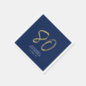 achtzig | Gold & Navy Blue Lettering 80. Geburtsta Serviette (Ecke)