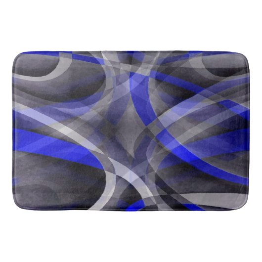 Achtzig Groovy Royal Blue und Gray Arched Line Pa Badematte (Vorderseite)
