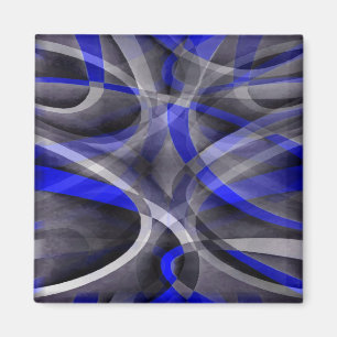 Achtzig Groovy Royal Blue und Gray Arched Line Pa Magnet