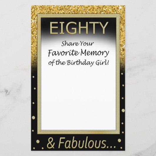 Achtzig Lieblingsgedächtnisse der Geburtstagskarte (Vorderseite)