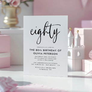 achtzig   Moderne 80. Schwarz & Weiß Geburtstagspa Magneteinladung