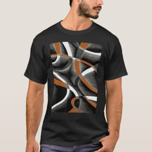 Achtzig Orange Gray Line Curve Muster auf B T-Shirt
