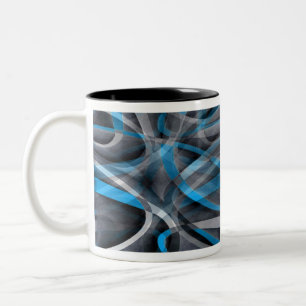 Achtzig pastellblaue und grau-gestreifte Linienmus Zweifarbige Tasse