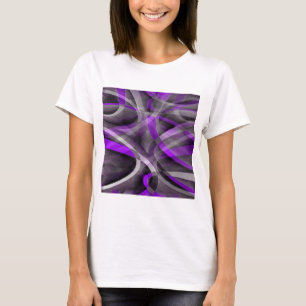 Achtzig Retro-Light-Lila und Grau-Curvy-Muster T-Shirt