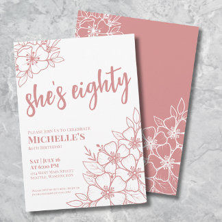 Achtzig Rose Gold Pink 80. Geburtstag Einladung