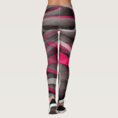 Achtzig Rose Rosa und Grau-Funky Muster Leggings (Rückseite)