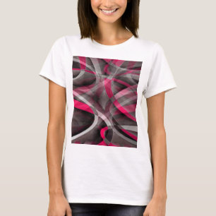Achtzig Rose rosa und graues Funky-Muster T-Shirt