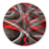 Achtzig rote, weiße und graue Kurven Keramikknauf (Vorderseite)