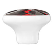 Achtzig rote, weiße und graue Kurven Keramikknauf (Seitenansicht)