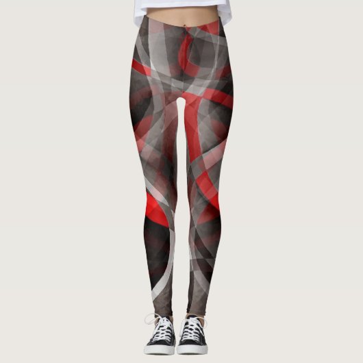 Achtzig rote, weiße und graue Kurven Leggings (Vorderseite)
