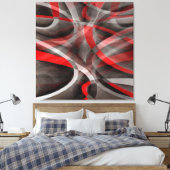 Achtzig rote, weiße und graue Kurven Leinwanddruck (Insitu (Schlafzimmer))