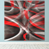 Achtzig rote, weiße und graue Kurven Leinwanddruck (Insitu (Holzboden))